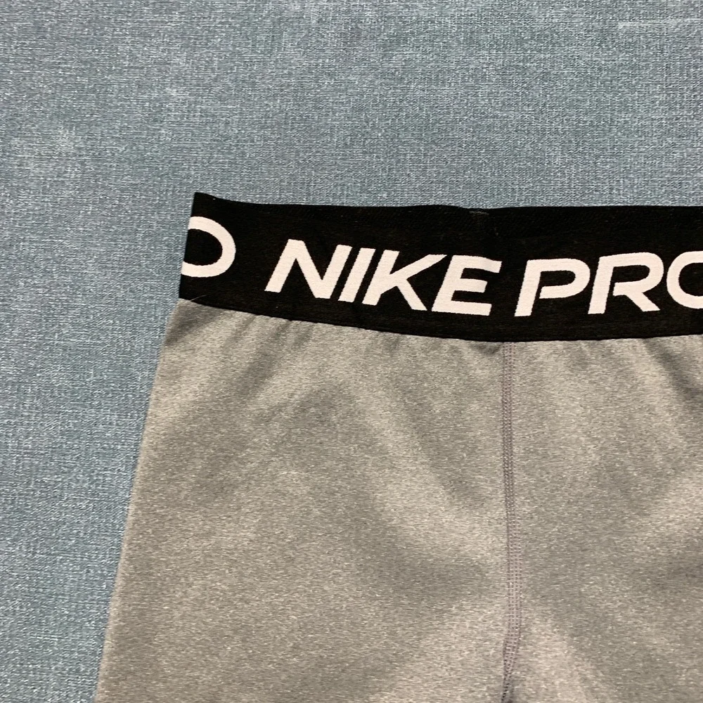 Nike Pro Shorts Girls 23 Heather Gray Dri Fit Training Technology High Waist